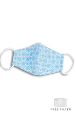 Bohemian Moroccan Gypsy Pure Cotton Face Mask - Sky Blue