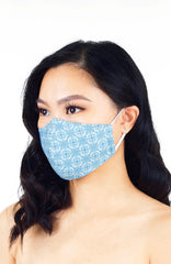 Bohemian Moroccan Gypsy Pure Cotton Face Mask - Sky Blue