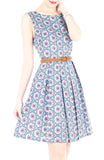 Bohemian Marrakech Getaway Flare Dress - Egyptian Blue