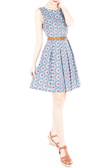 Bohemian Marrakech Getaway Flare Dress - Egyptian Blue