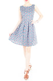 Bohemian Marrakech Getaway Flare Dress - Egyptian Blue
