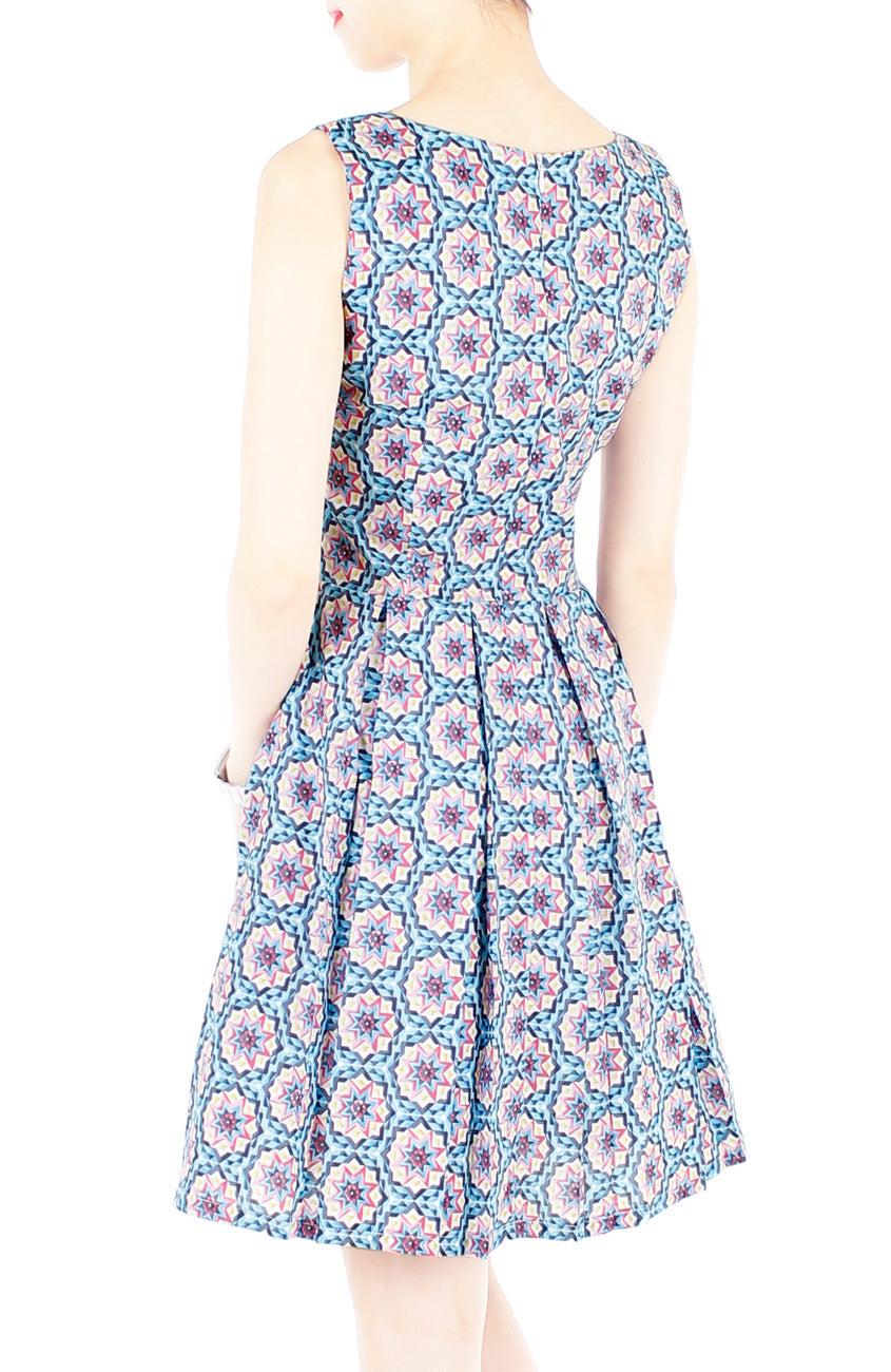 Bohemian Marrakech Getaway Flare Dress - Egyptian Blue