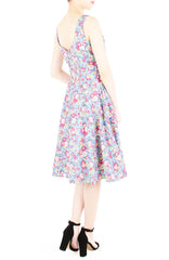 Botanical Brunch Floral Flare Midi Dress - Aquamarine