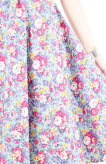 Botanical Brunch Floral Flare Midi Dress - Aquamarine