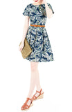 Brunch in Batik Flare Dress with Short Sleeves