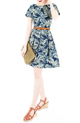 Brunch in Batik Flare Dress with Short Sleeves