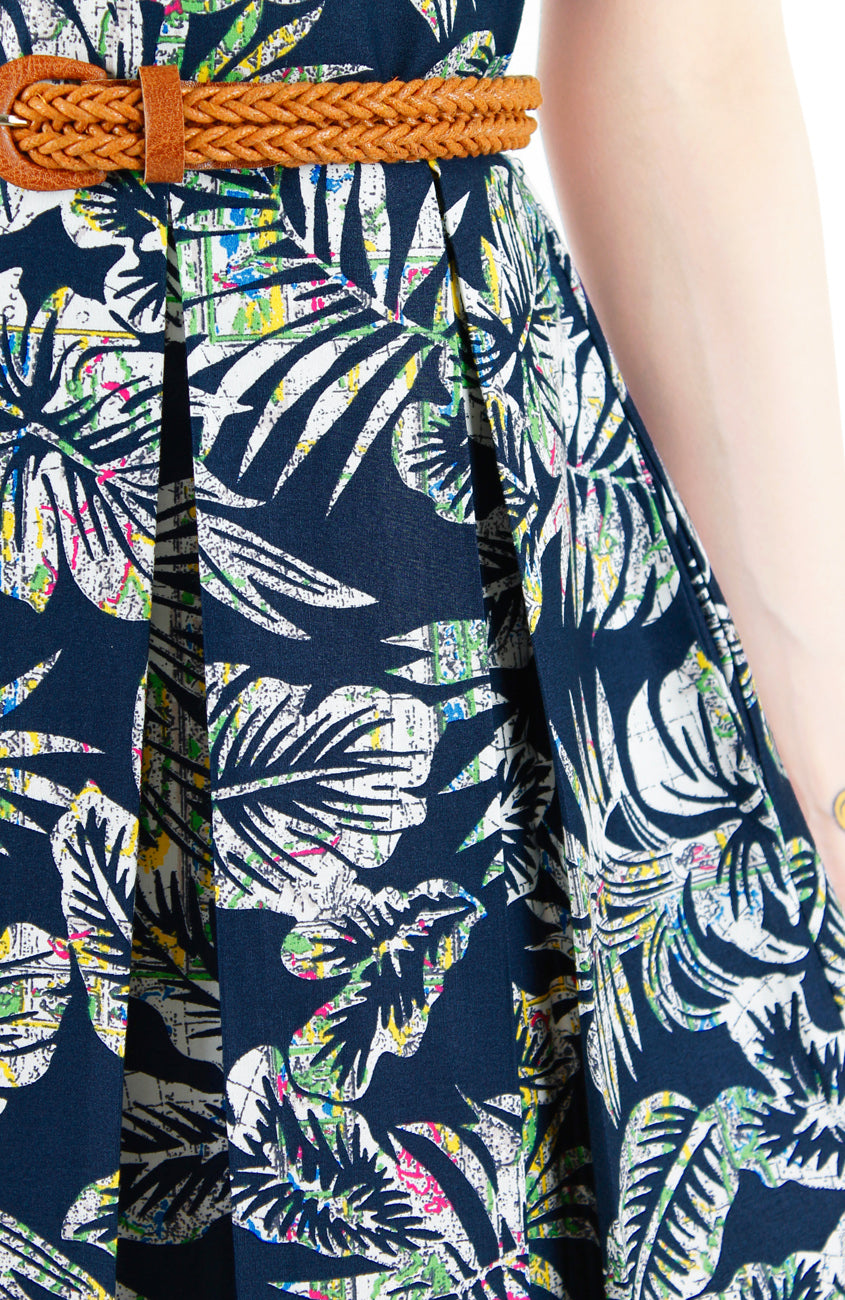 Brunch in Batik Flare Dress with Short Sleeves