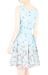 Butterfly of Paradise Wrap Dress with Belt - Baby Blue