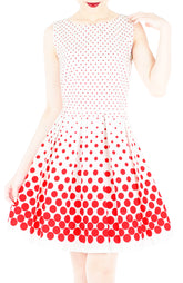 Café Parfait Flare Dress in Red Dots