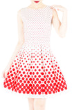Café Parfait Flare Dress in Red Dots