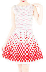 Café Parfait Flare Dress in Red Dots