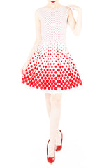 Café Parfait Flare Dress in Red Dots