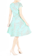 Cascading Sakuras Flare Tea Dress - Mint