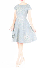 Cascading Sakuras Flare Tea Dress - Pearl Grey