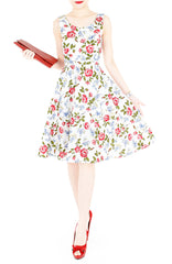 Charming Roses of Hearts Flare Midi Dress