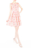 Charming Cherry Blossoms Flare Dress - Pink