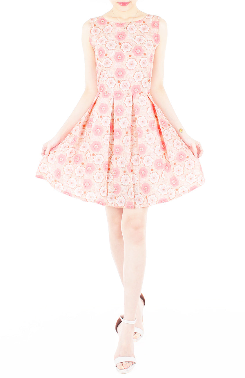 Charming Cherry Blossoms Flare Dress - Pink