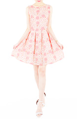 Charming Cherry Blossoms Flare Dress - Pink