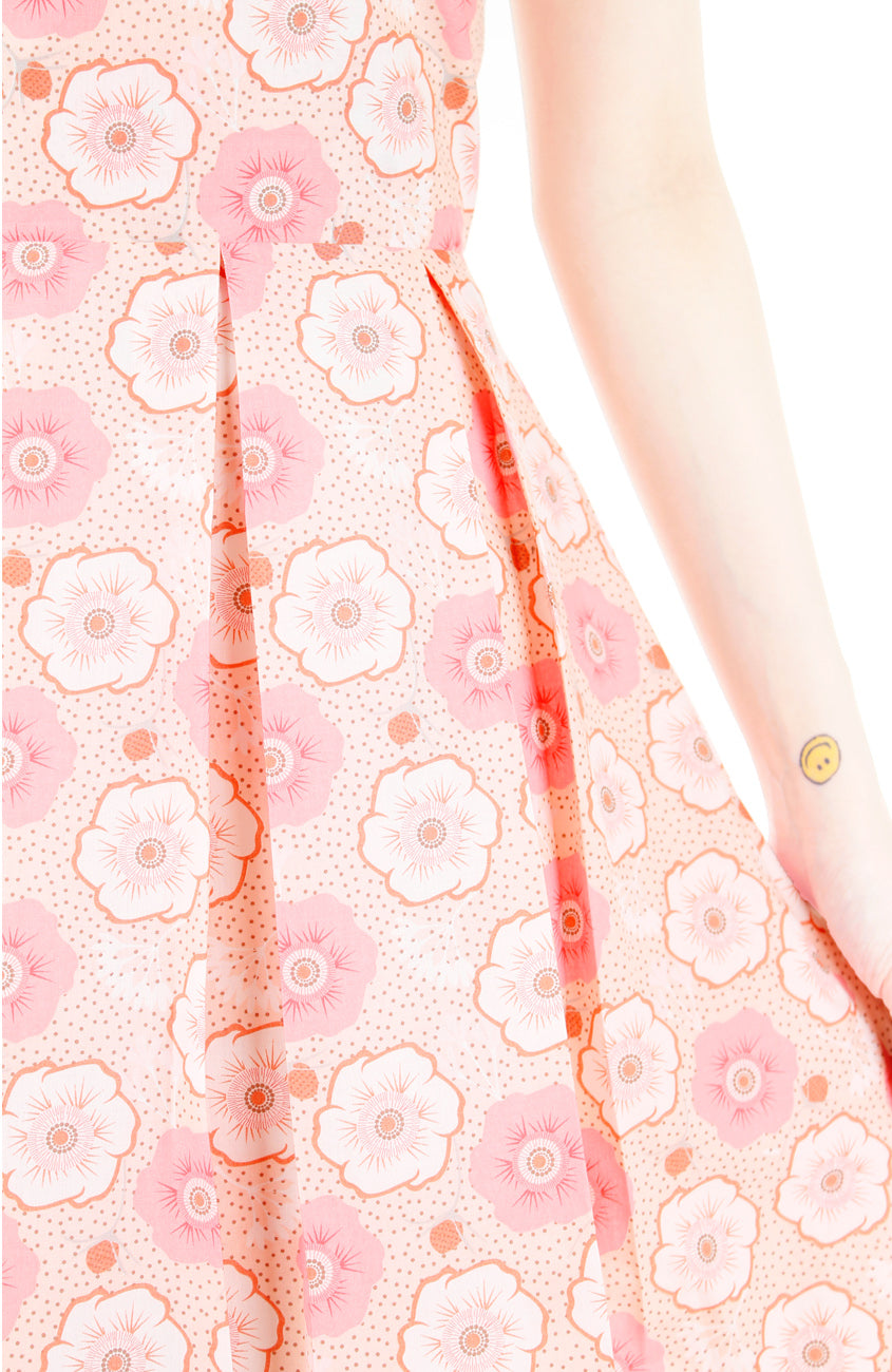 Charming Cherry Blossoms Flare Dress - Pink