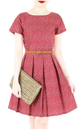 Charming Clematis Flare Dress with Short Sleeves