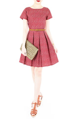 Charming Clematis Flare Dress with Short Sleeves