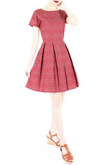 Charming Clematis Flare Dress with Short Sleeves