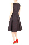 Charming Clematis Flare Midi Dress - Noir & Ruby