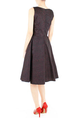 Charming Clematis Flare Midi Dress - Noir & Ruby