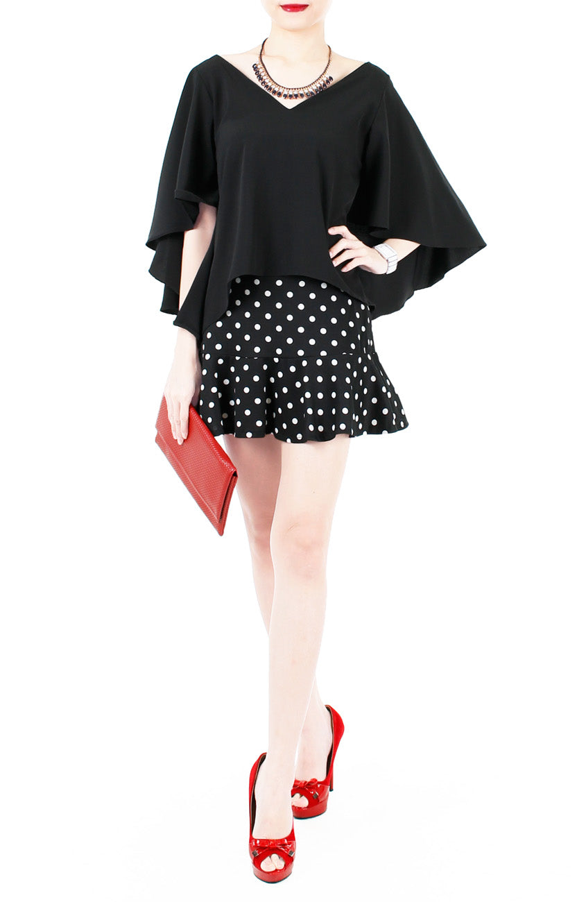 Charming Polka Dot Mini Trumpet Skirt with Safety Shorts