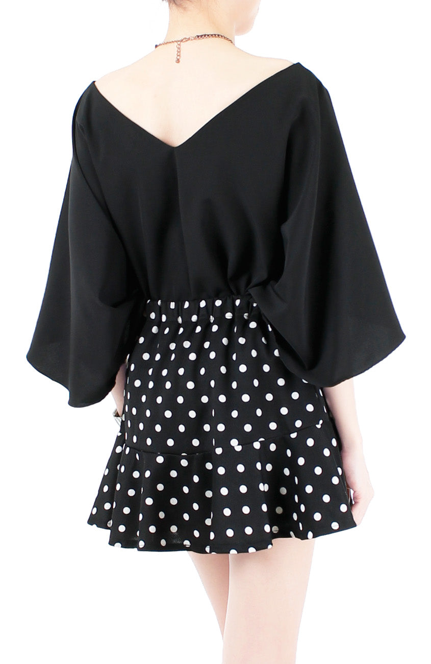 Charming Polka Dot Mini Trumpet Skirt with Safety Shorts