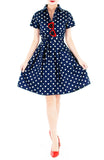 Charming Polka Dots Anna Shirtdress - Midnight Blue