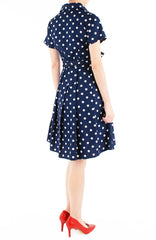Charming Polka Dots Anna Shirtdress - Midnight Blue