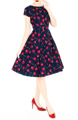 Cherry Picking Flare Tea Dress