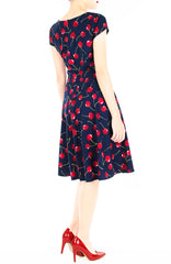 Cherry Picking Flare Tea Dress