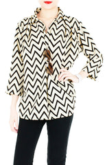 Chevron City Pursuit Blouse - Vanilla