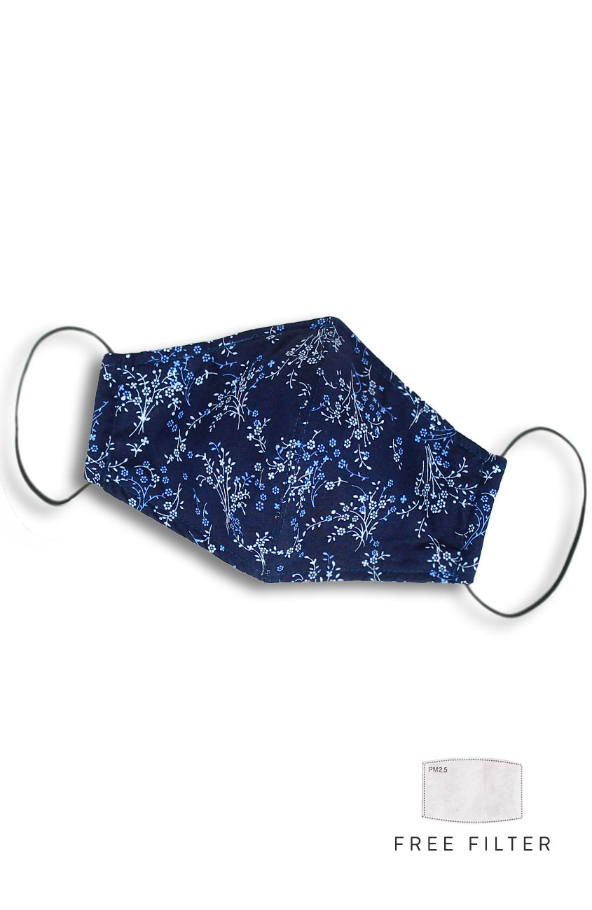 Chinoiserie Sakura Pure Cotton Face Mask - Azure Blue
