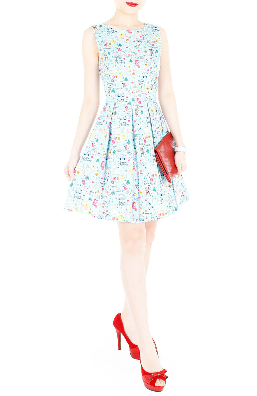 Christmas Whimsy in Wonderland Flare Dress - Snow Blue