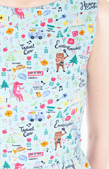 Christmas Whimsy in Wonderland Flare Dress - Snow Blue