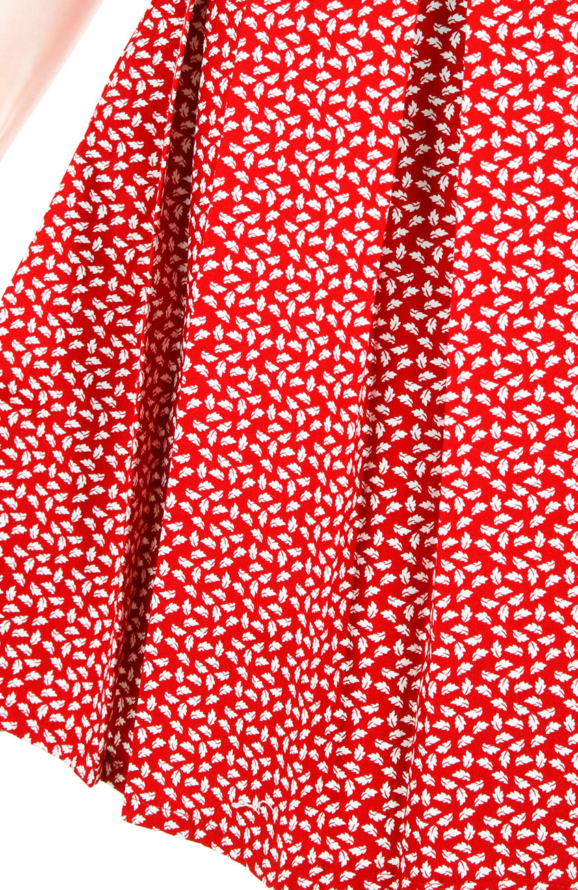 Red Poinsettia Flare Dress with Short Sleeves