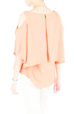 Class to Café Cropped Cold Shoulder Top - Pastel Peach