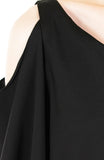Class to Café Cropped Cold Shoulder Top - Black