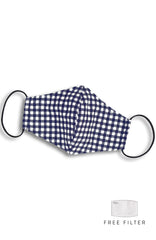 Classic Checkered Pure Cotton Face Mask - Navy