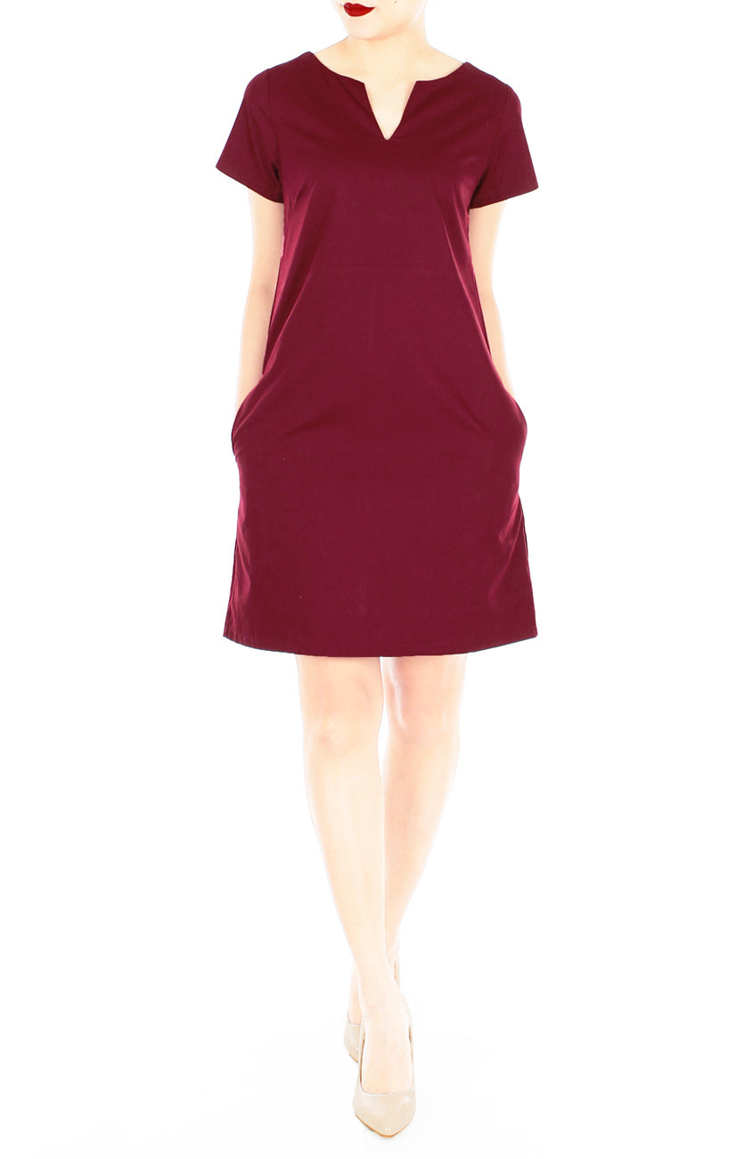 Classic Chic Lily Shift Dress - Wine Red