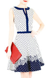 Classic Cornerstone Rose Flare Dress with Blue Trims