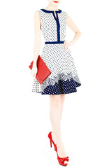 Classic Cornerstone Rose Flare Dress with Blue Trims