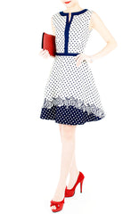 Classic Cornerstone Rose Flare Dress with Blue Trims