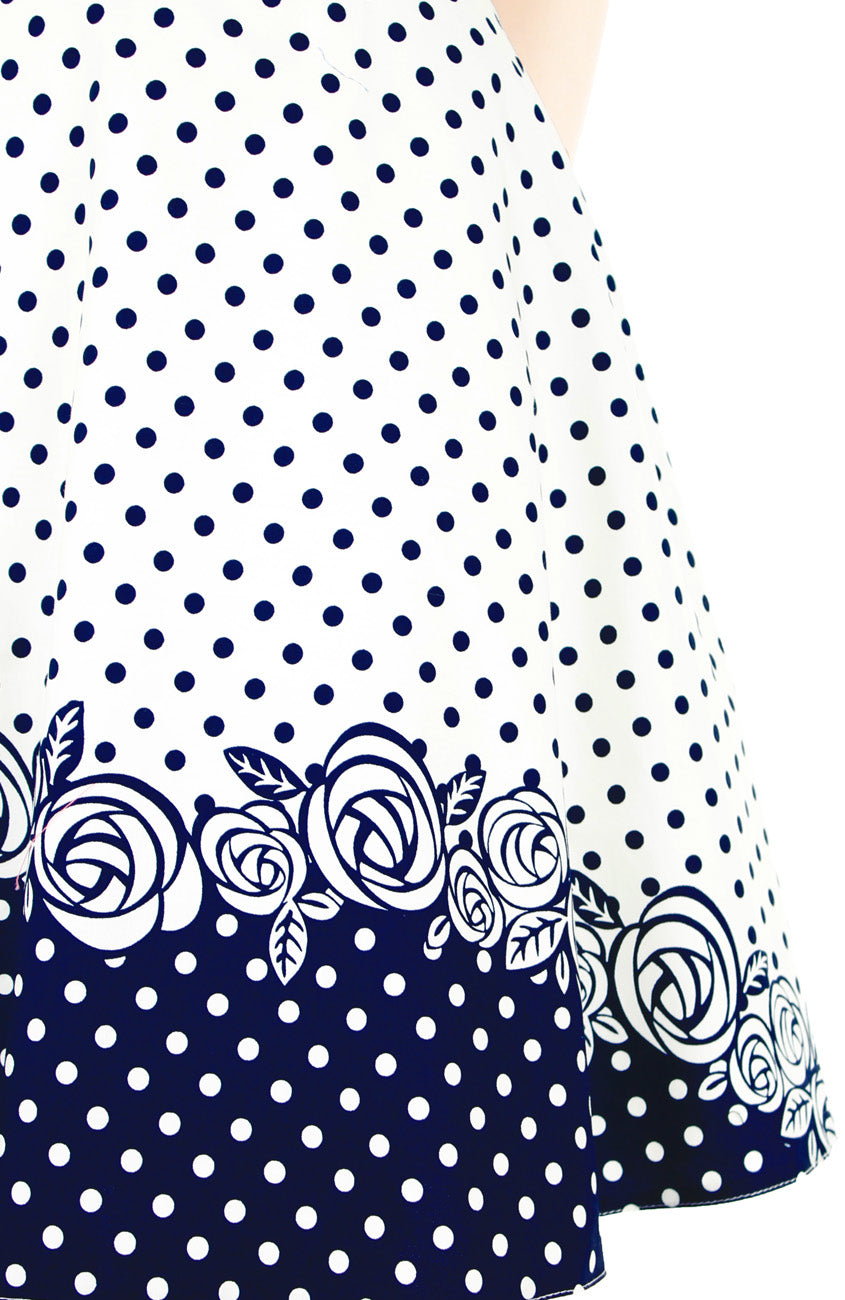 Classic Cornerstone Rose Flare Dress with Blue Trims