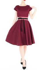 Classic Weekender Flare Tea Dress - Wine Red