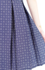 Colonial Spanish Tile Print Flare Dress with Short Sleeves