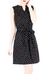 Cupcake Sprinkles & Dots A-Line Button Down Dress - Black